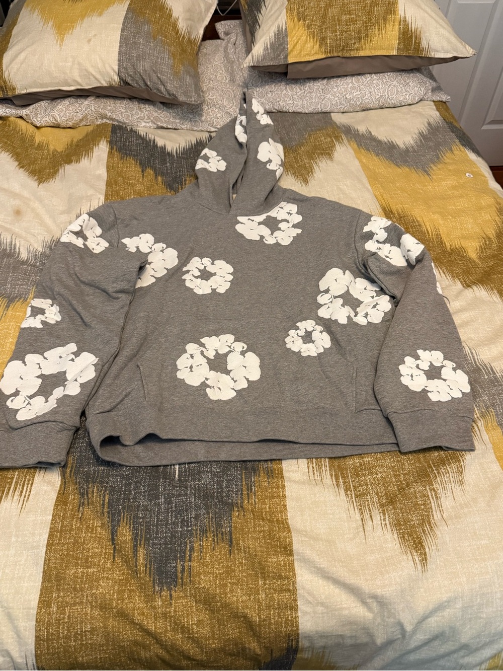 Denim Tears Cotton Wreath Grey Men’s Fleece Hoodie Size XL